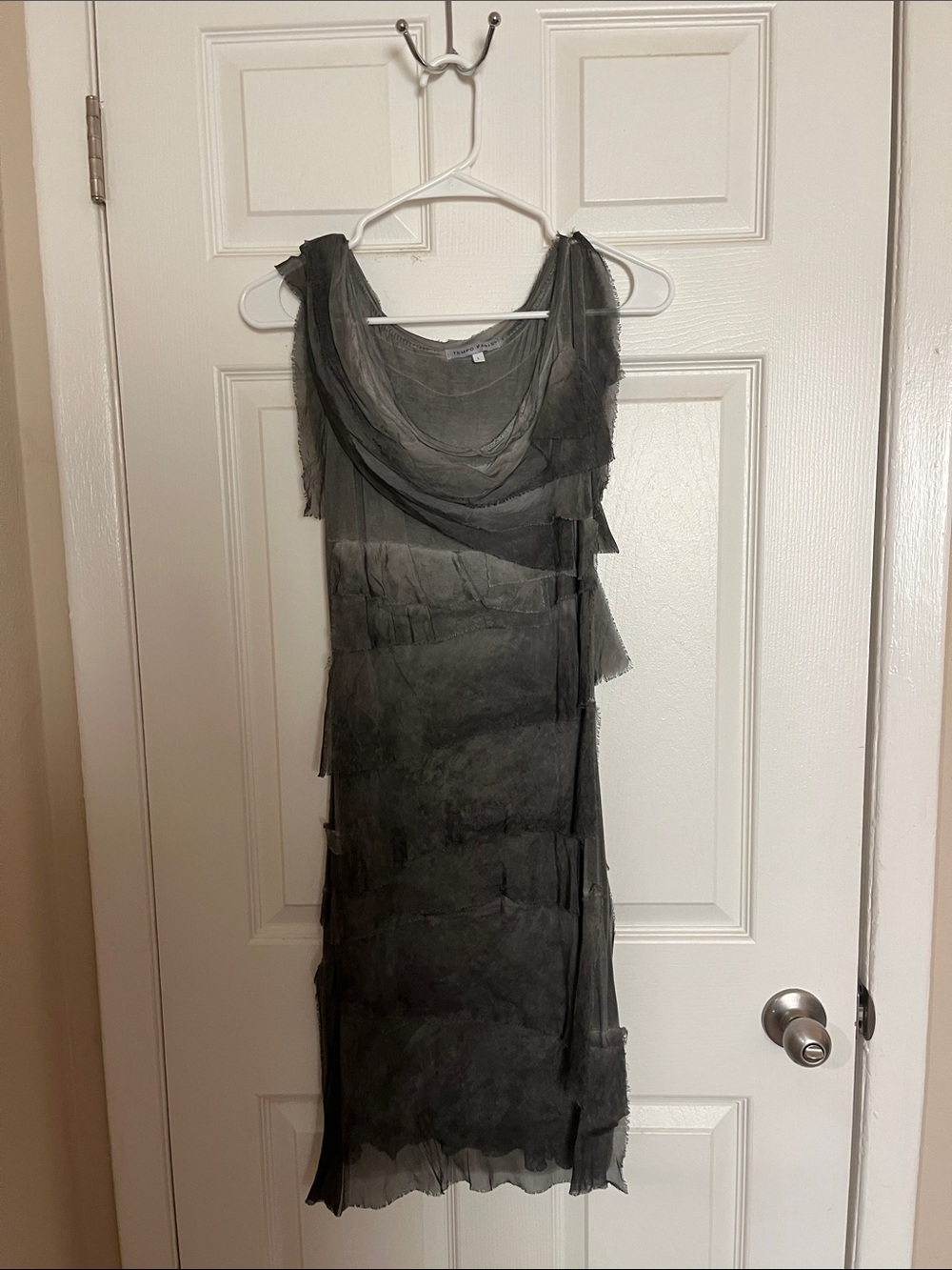 Tempo Paris Black Layered Sheer Midi Dress